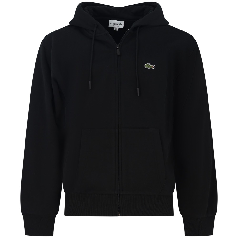 Felpa nera con zip per uomo