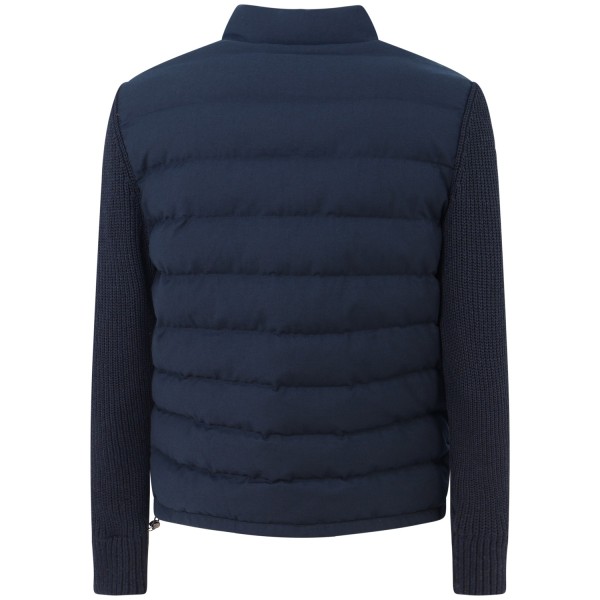 Piumino blu con maniche in maglia per uomo