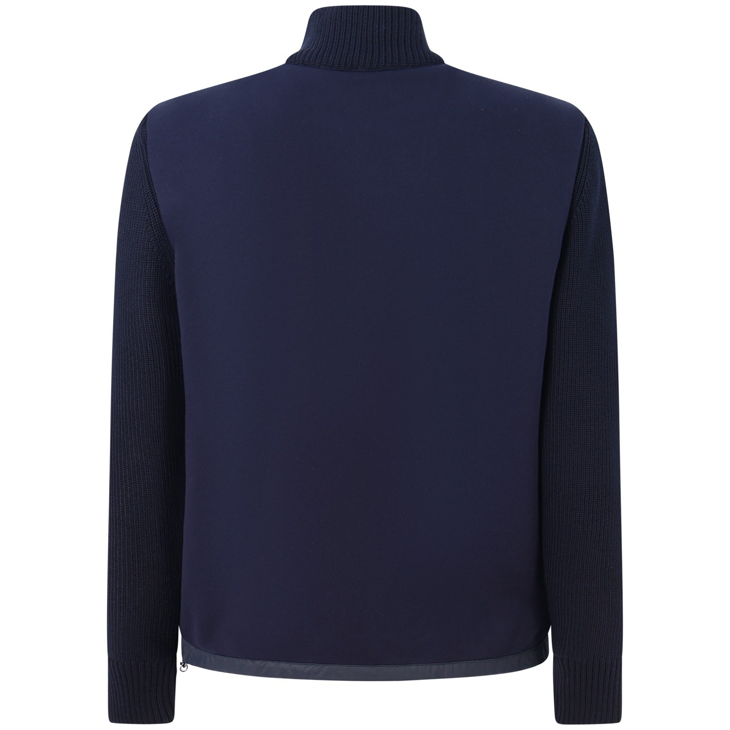 Piumino blu con maniche in maglia per uomo