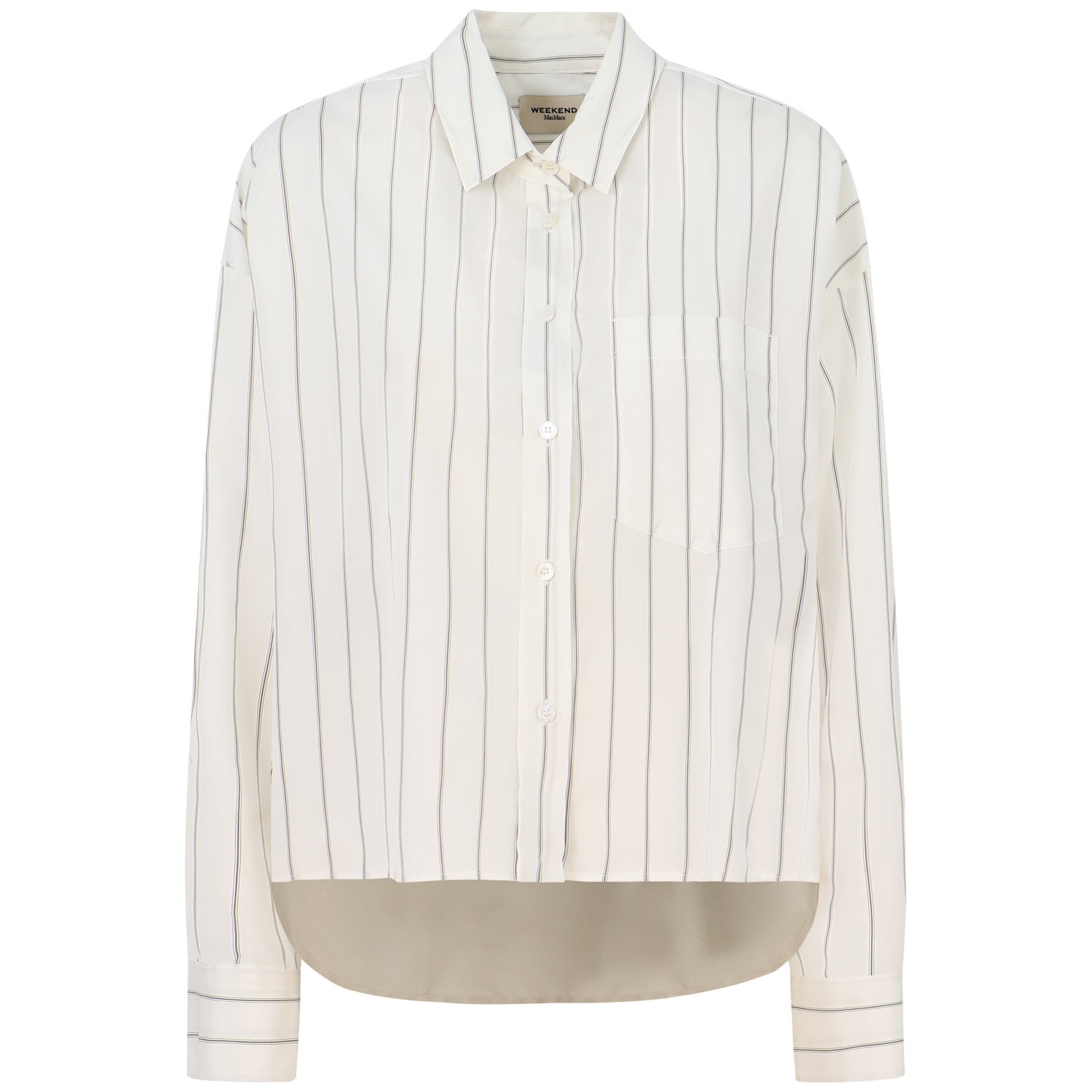 Camicia bianca con fantasia a righe per donna