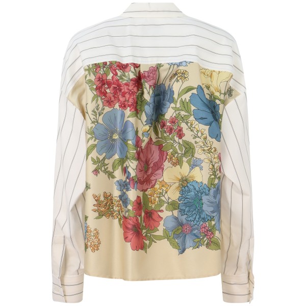 Camicia bianca con fantasia a righe per donna