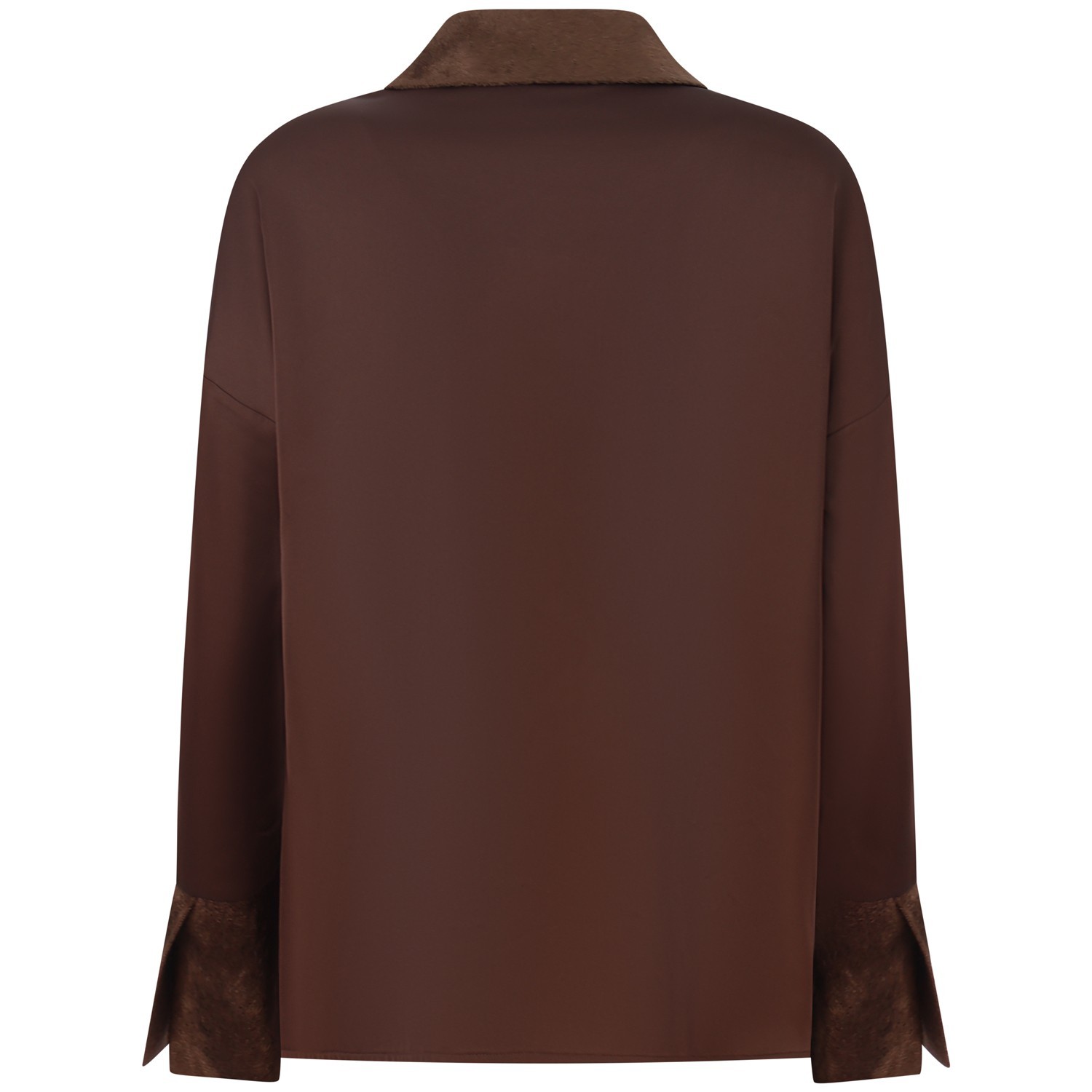 Camicia in raso marrone per donna 2