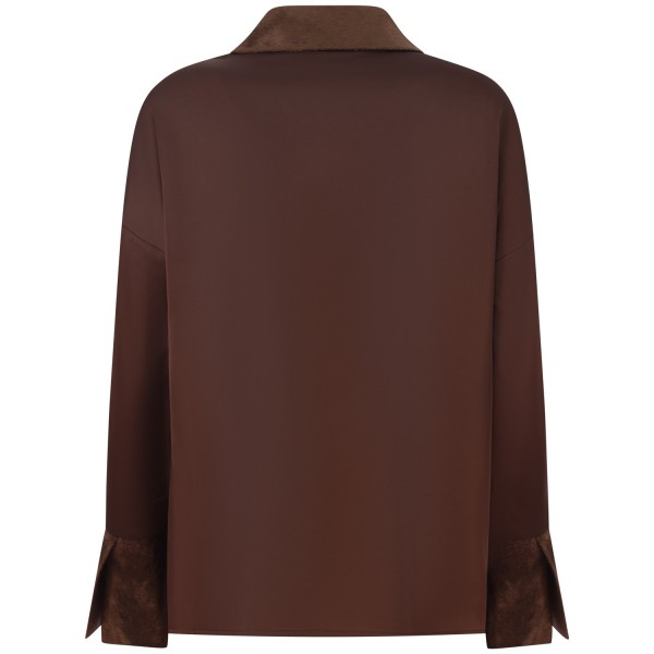 Camicia in raso marrone per donna