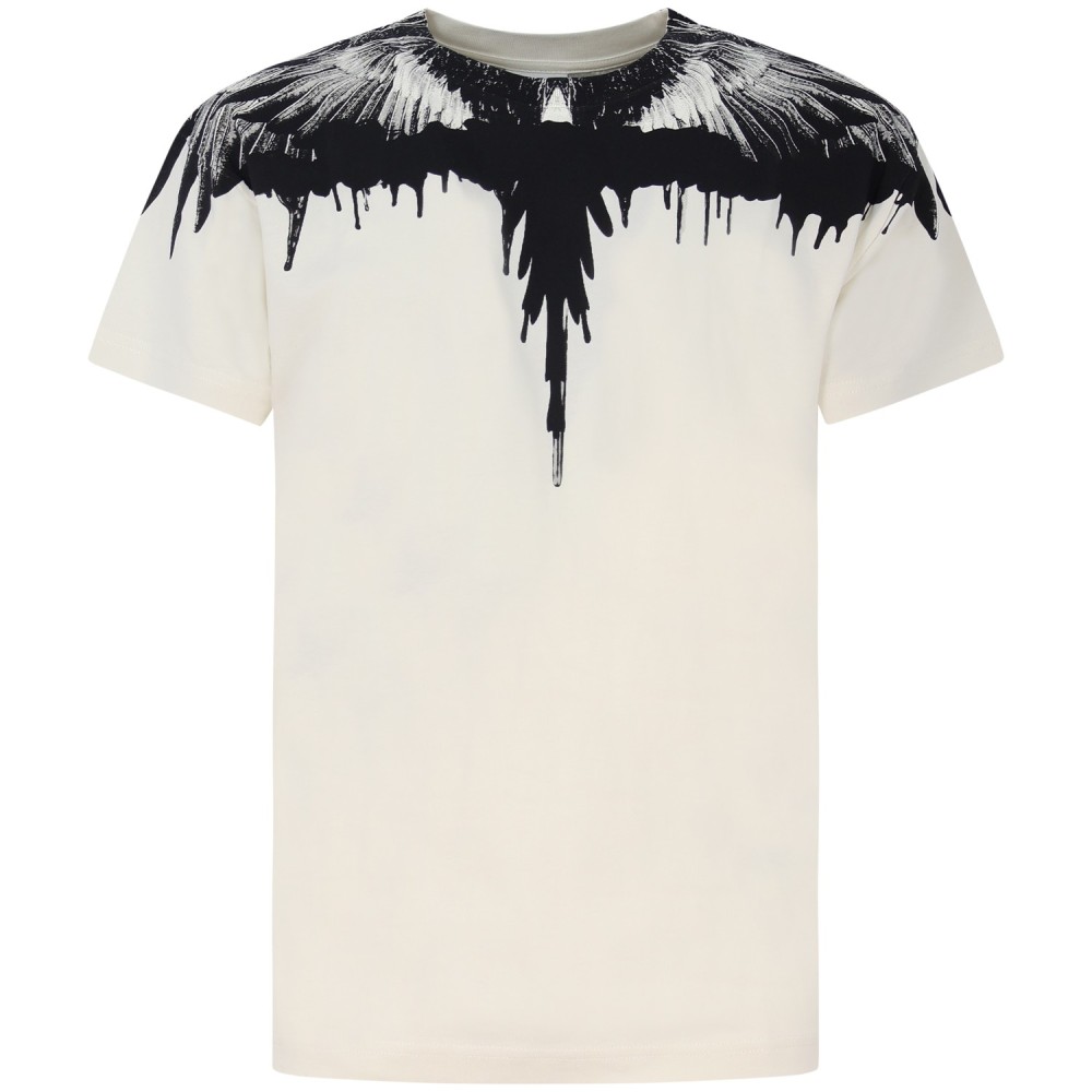 T-shirt bianca con ali nere per uomo