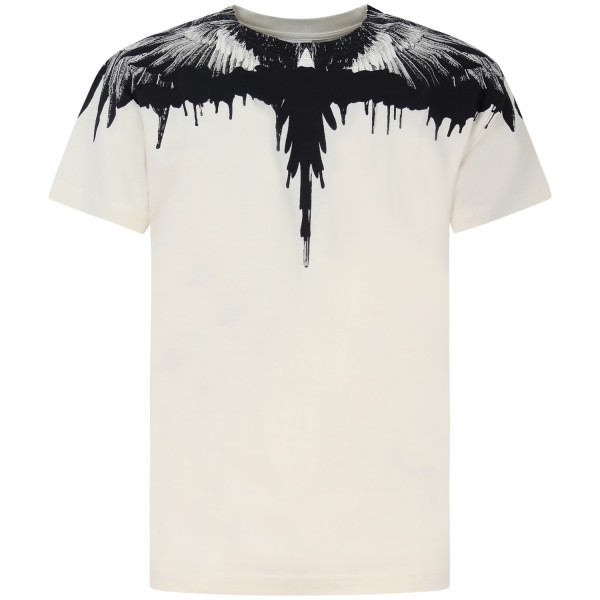 T-shirt bianca con ali nere per uomo