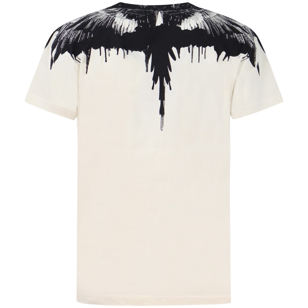 T-shirt bianca con ali nere per uomo