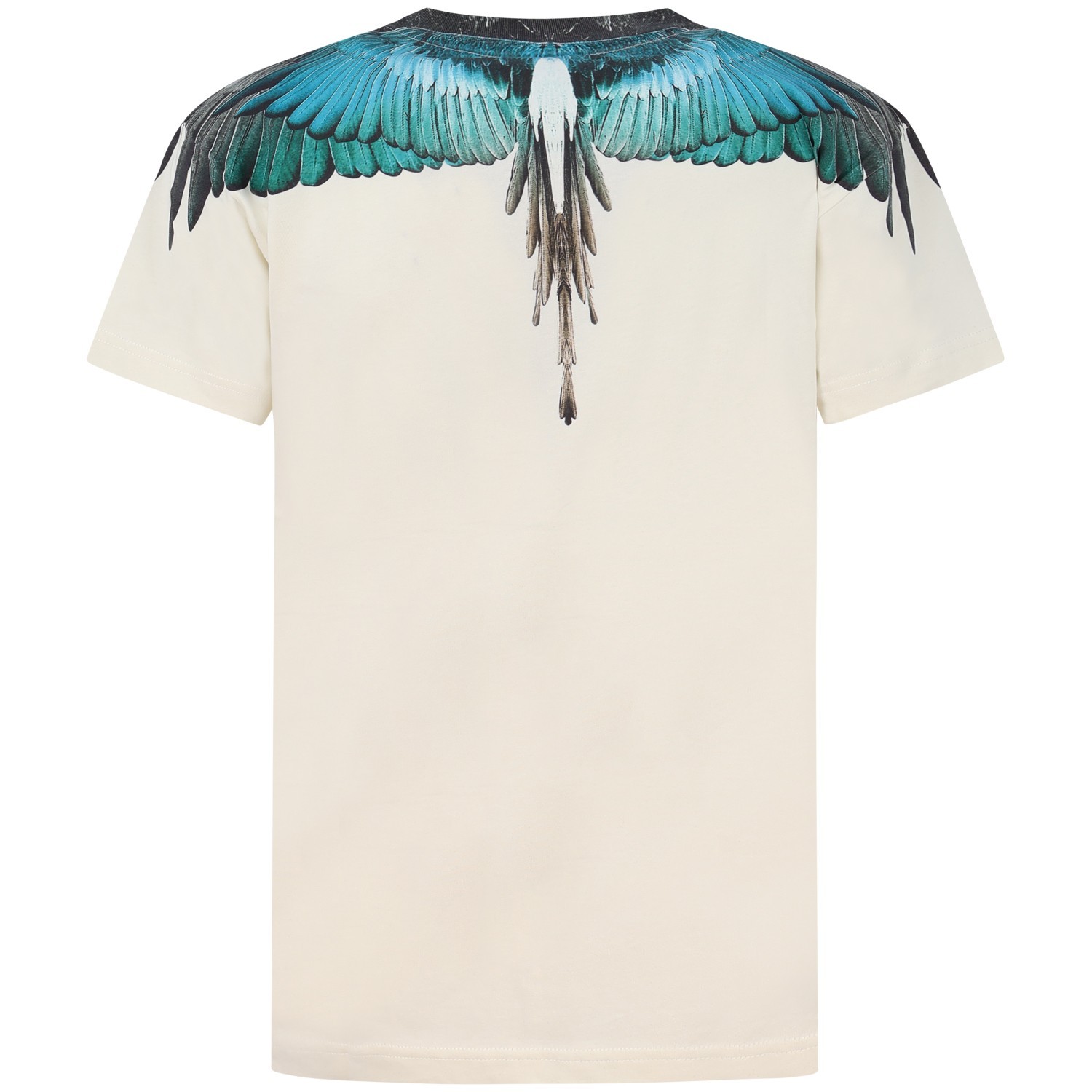 T-shirt bianca con ali  verdi/celeste per uomo 2