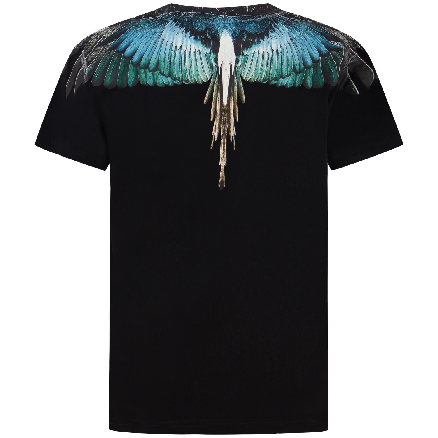 T-shirt nera con ali  verdi/celeste per uomo 2