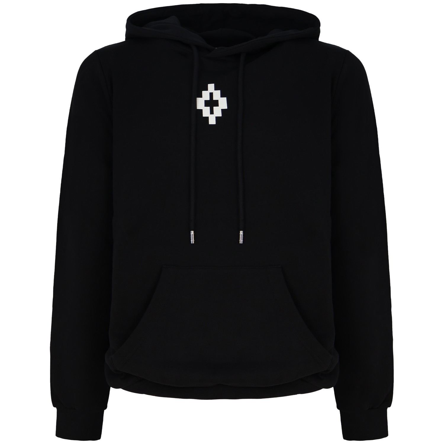 Felpa nera con cappuccio e mini logo per uomo