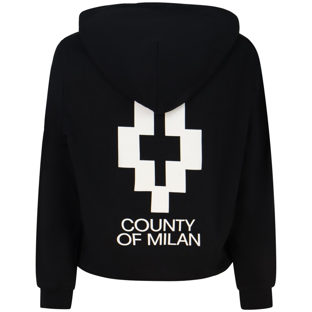 Felpa nera con cappuccio e mini logo per uomo