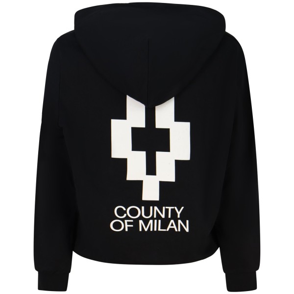 Felpa nera con cappuccio e mini logo per uomo