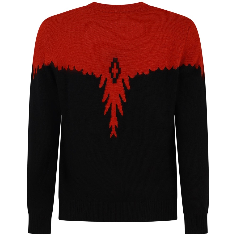 Maglione nero con ali rosse per uomo