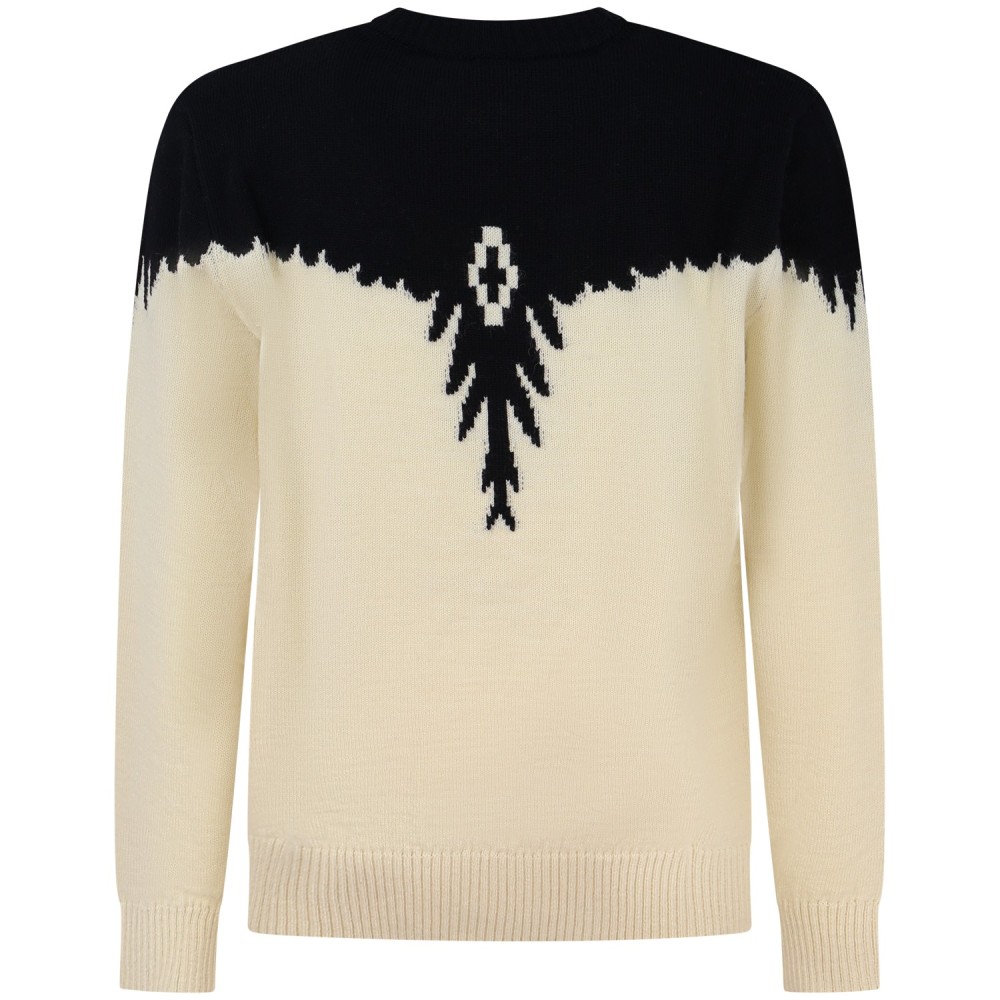 Maglione avorio con ali nere per uomo