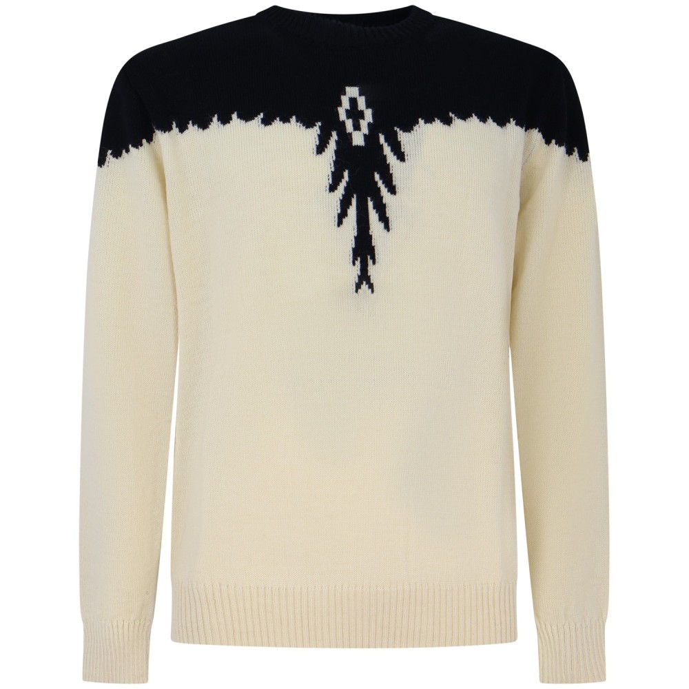 Maglione avorio con ali nere per uomo