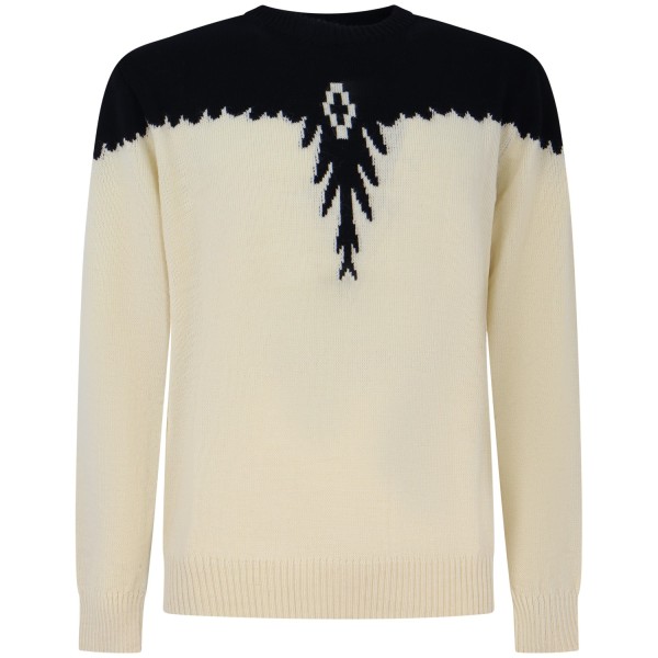 Maglione avorio con ali nere per uomo