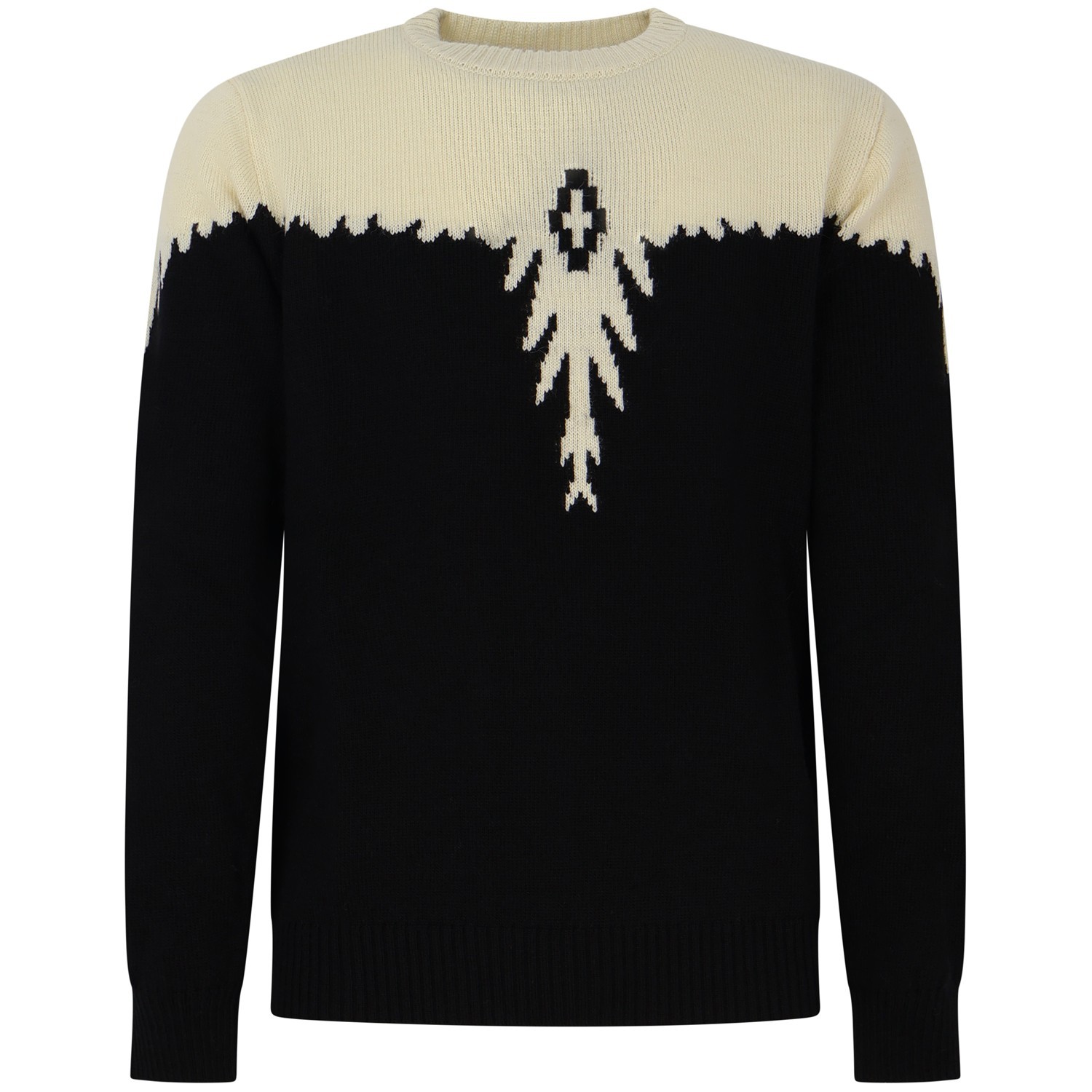Maglione nero con ali avorio per uomo