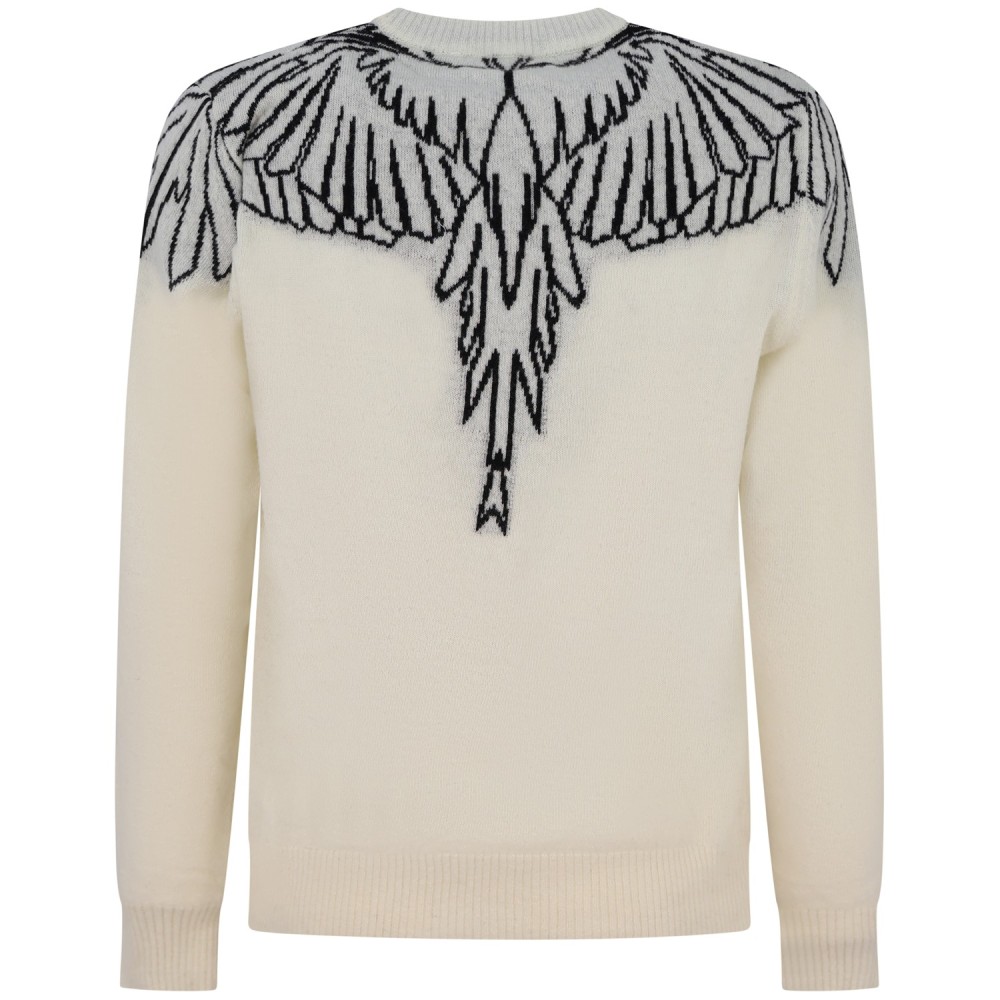 Maglione avorio con ali nere per uomo