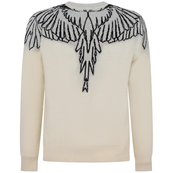Maglione avorio con ali nere per uomo