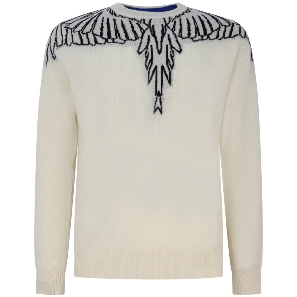 Maglione avorio con ali nere per uomo