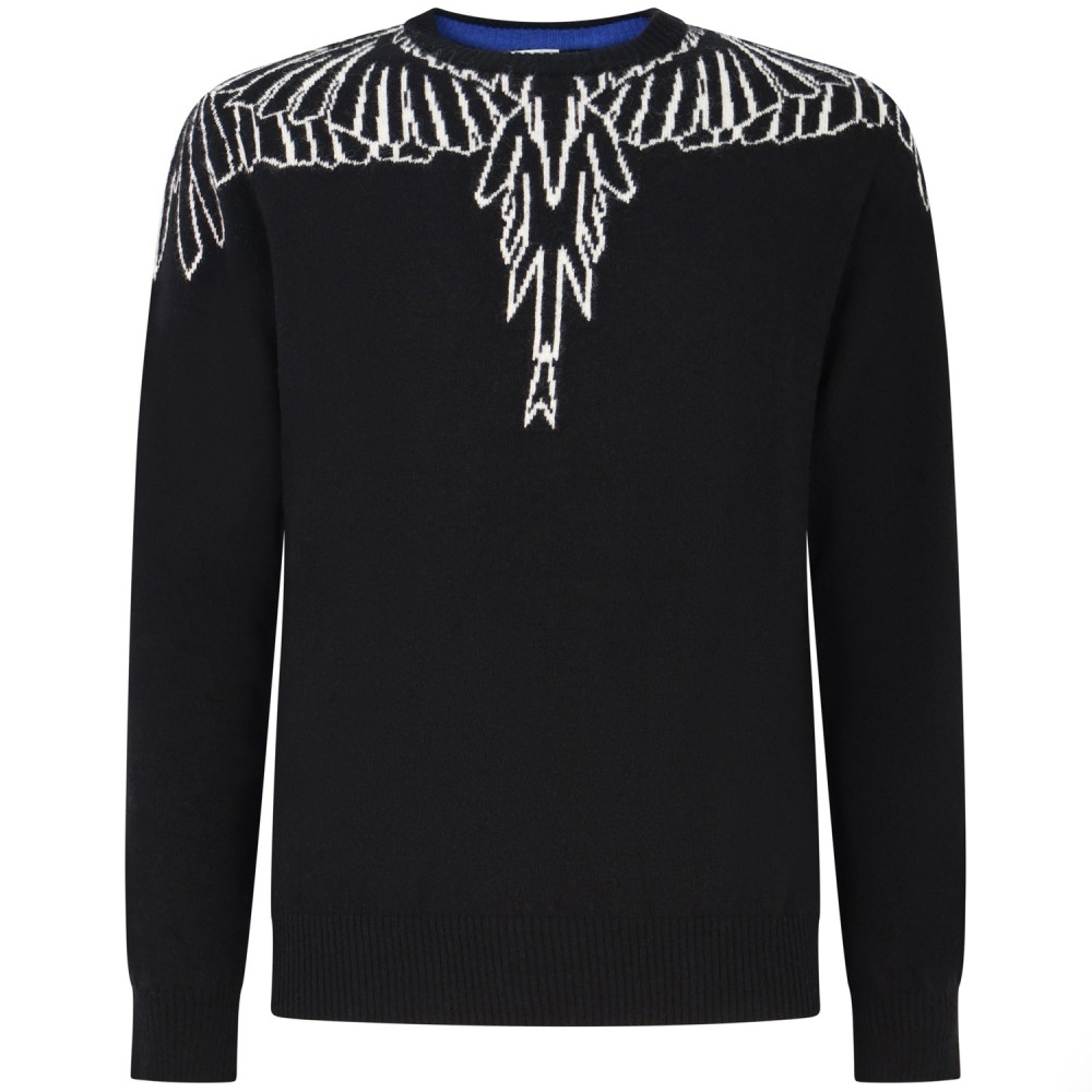 Maglione nero con ali bianche  per uomo