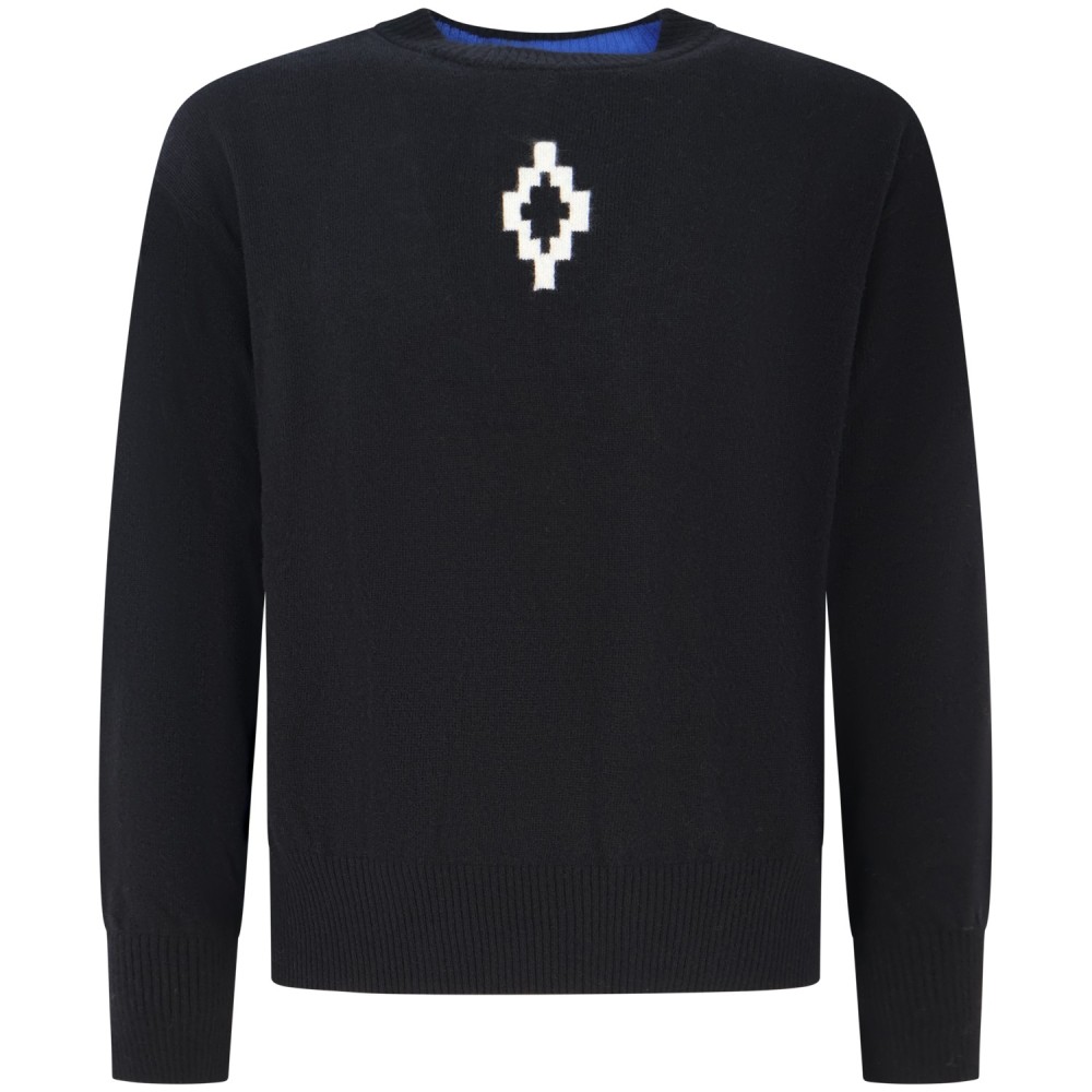 Maglione nero con mini logo centrale  per uomo