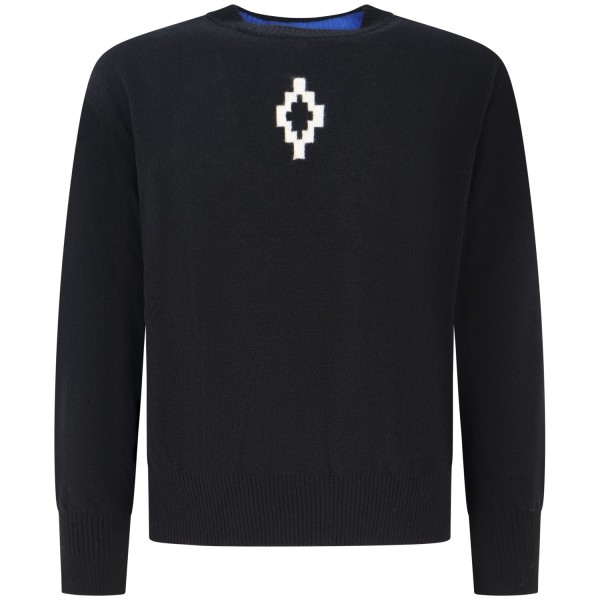 Maglione nero con mini logo centrale  per uomo