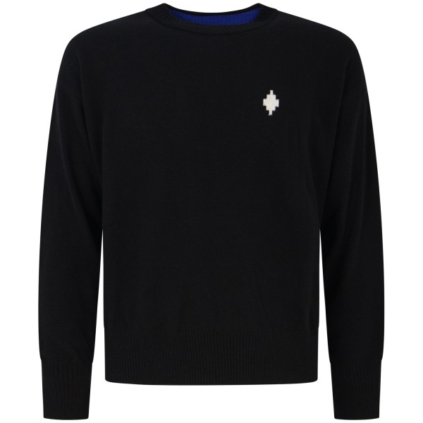 Maglione nero con mini logo laterale  per uomo