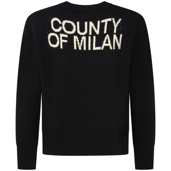 Maglione nero con maxi logo centrale
