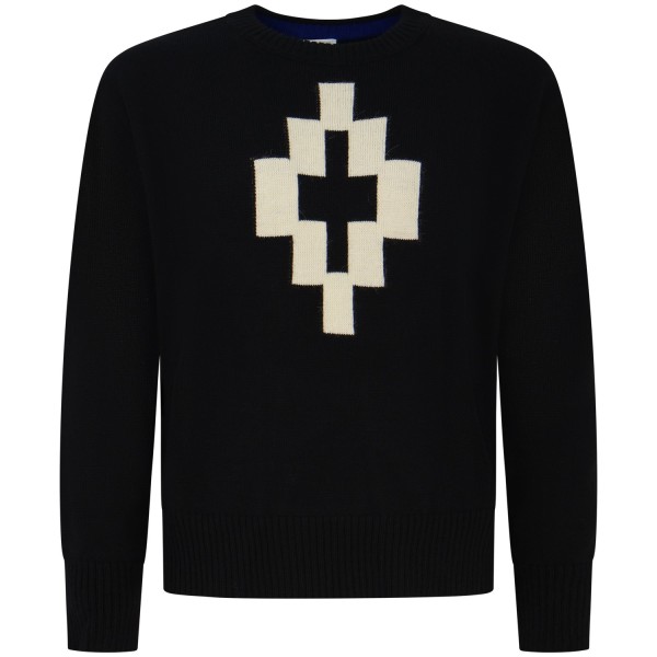 Maglione nero con maxi logo centrale