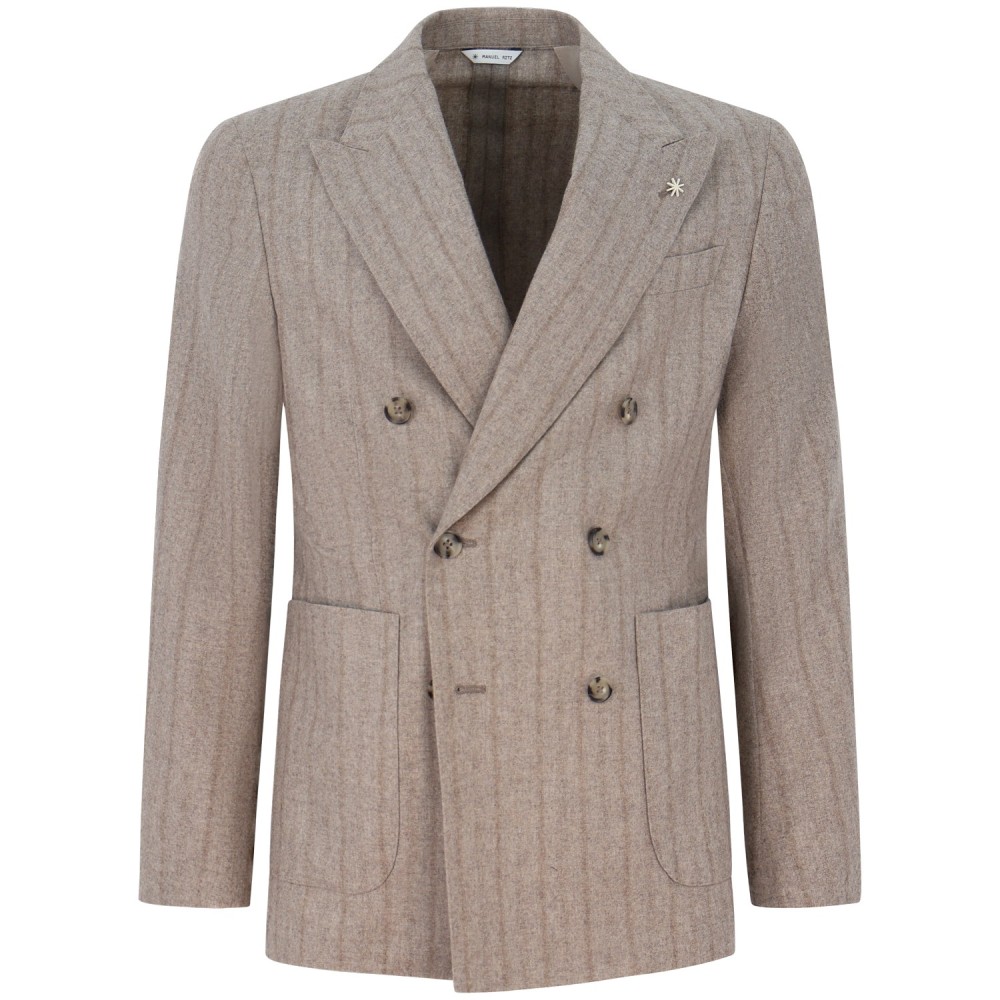 Completo beige gessato per uomo