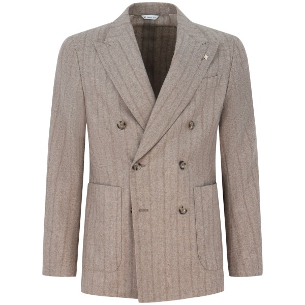 Completo beige gessato per uomo