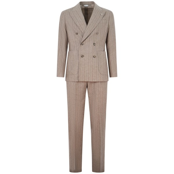 Completo beige gessato per uomo
