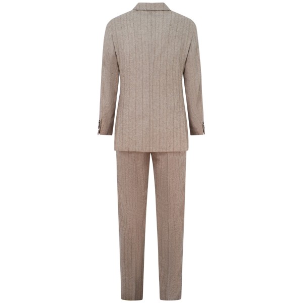 Completo beige gessato per uomo