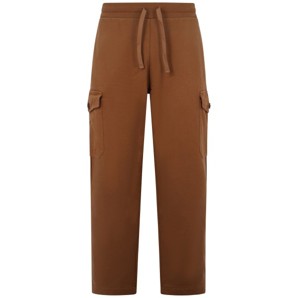 Pantalone tuta marrone con zip per uomo