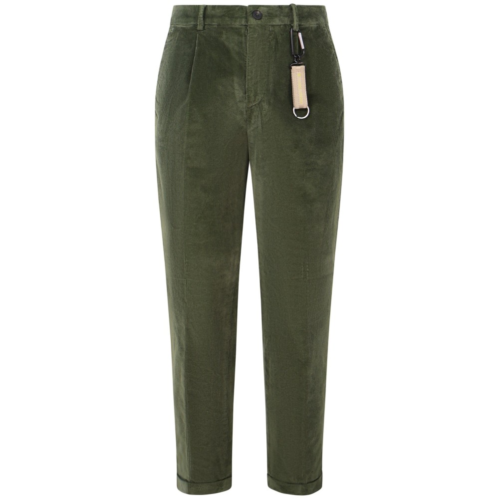 Pantalone verde in velluto a costine per uomo