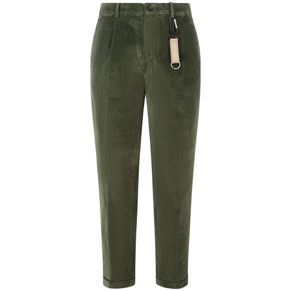 Pantalone verde in velluto a costine per uomo