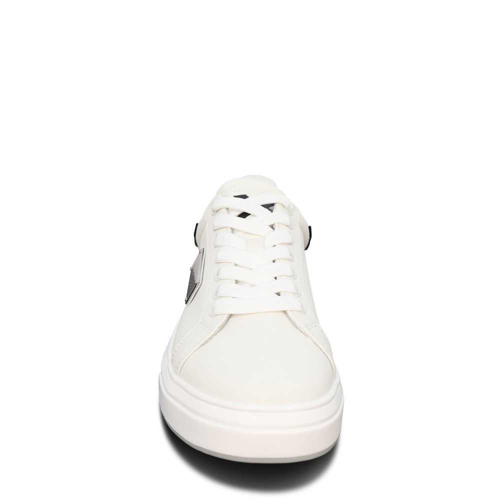 Sneakers bianca con mini logo per uomo