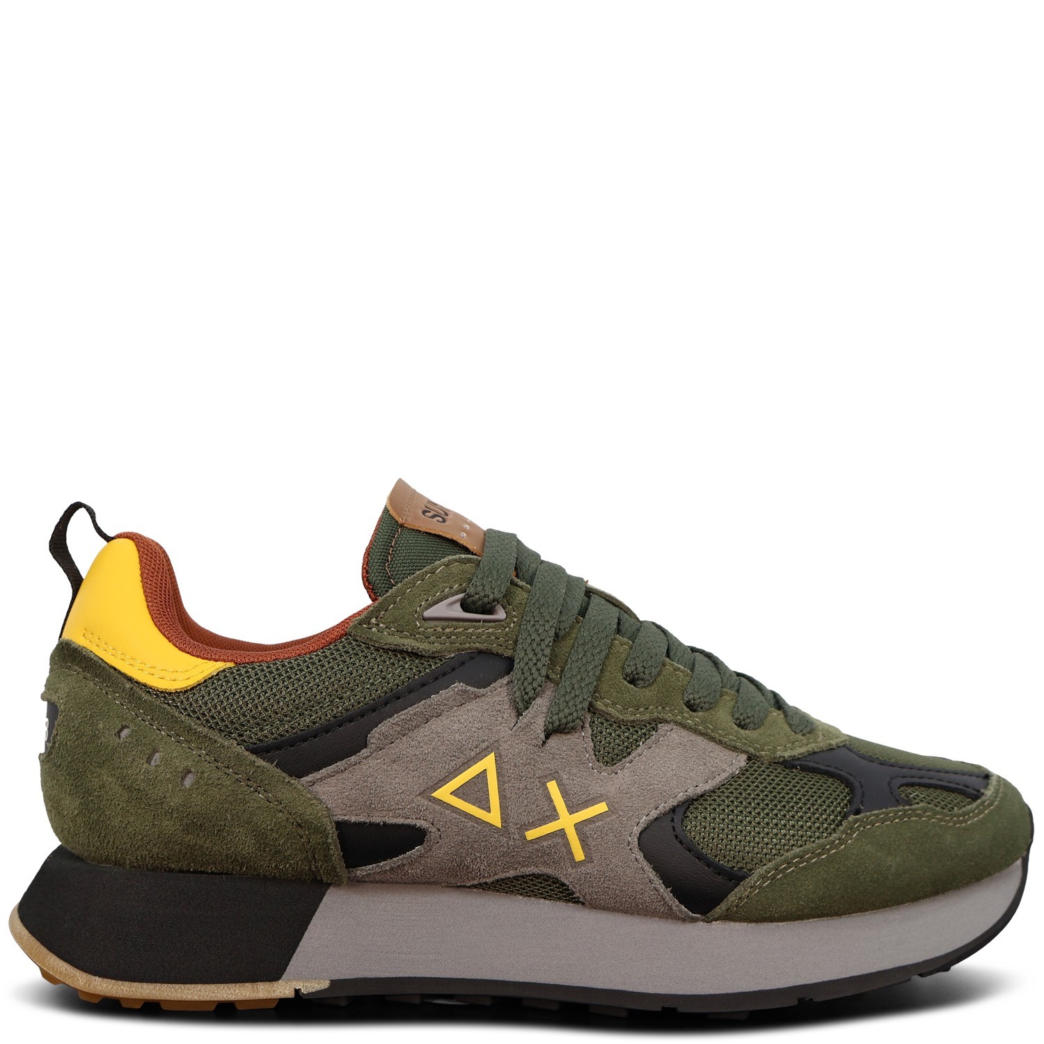 Sneakers verde con riporti grigi per uomo
