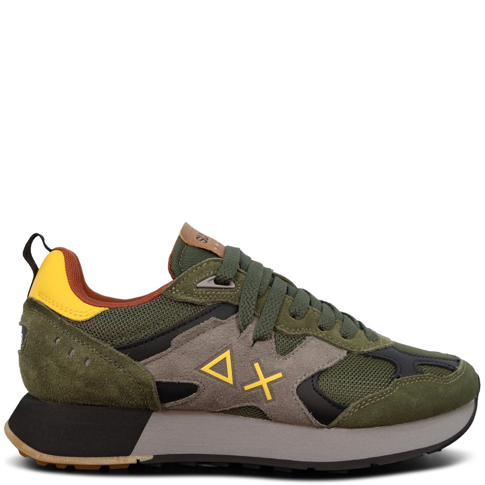 Sneakers verde con riporti grigi per uomo