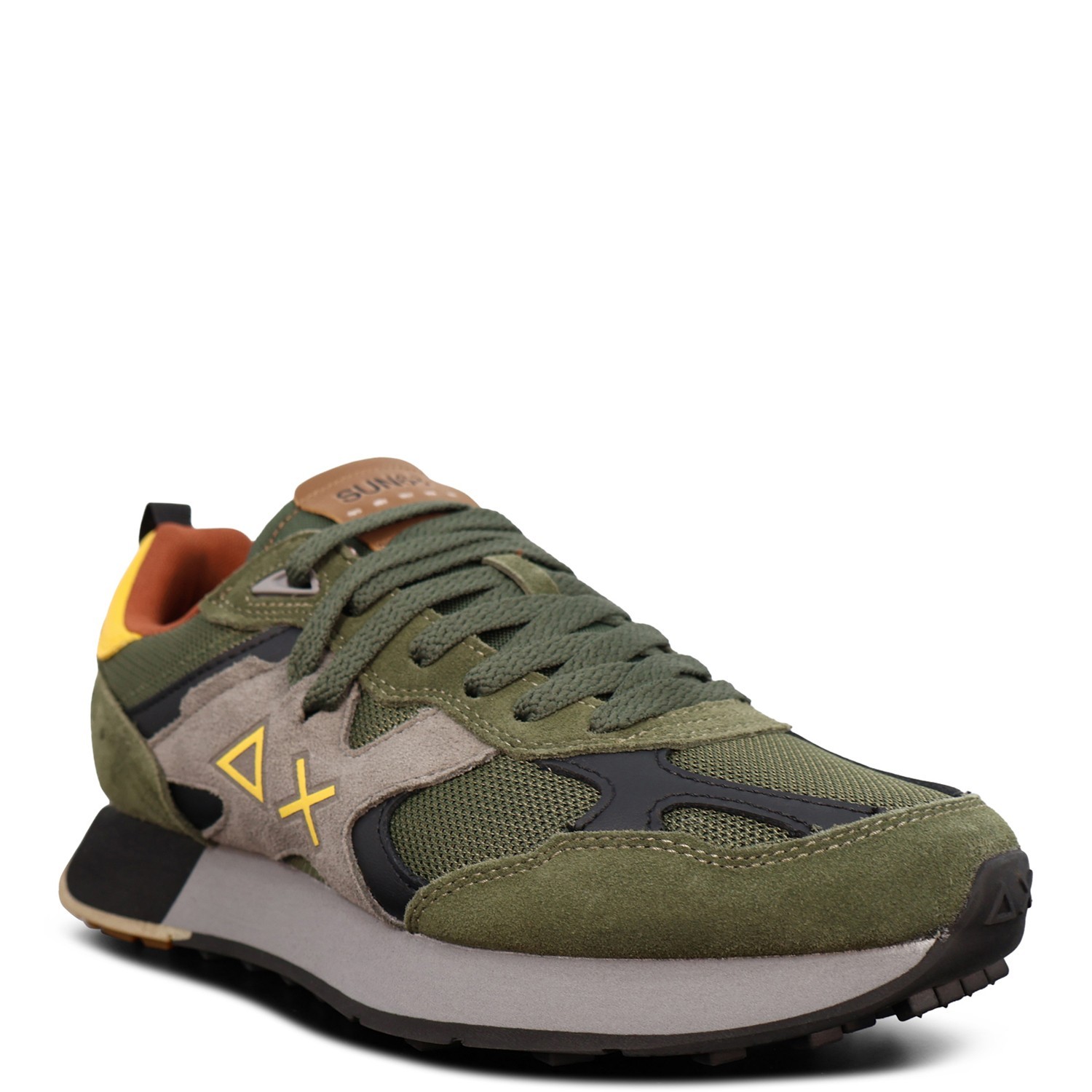 Sneakers verde con riporti grigi per uomo 2