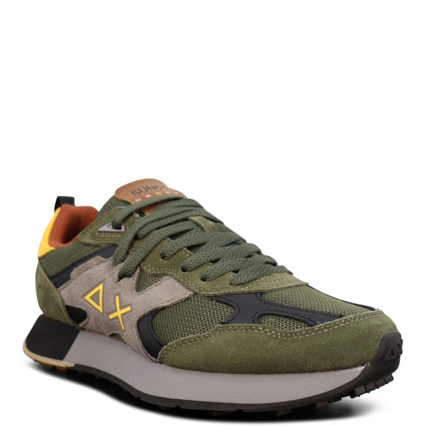 Sneakers verde con riporti grigi per uomo