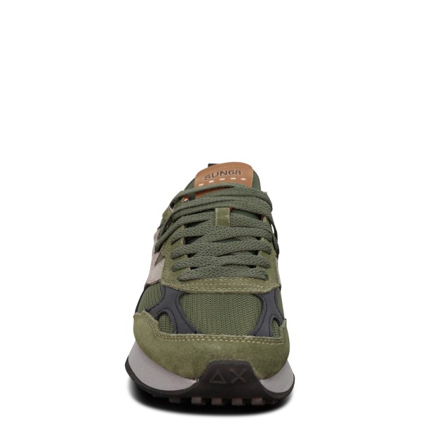 Sneakers verde con riporti grigi per uomo