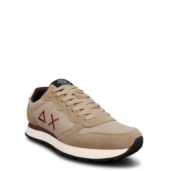 Sneakers beige con riporti bianchi per uomo
