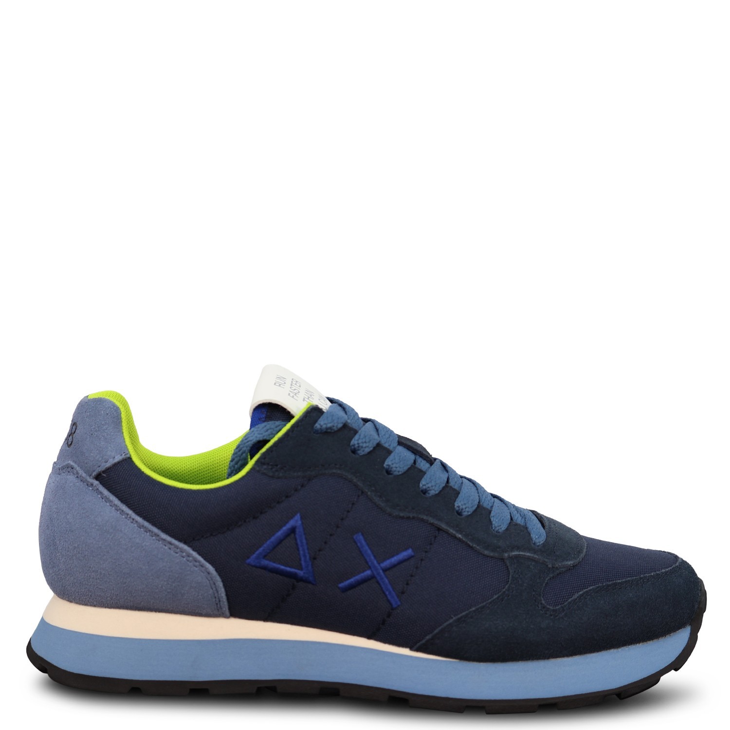 Sneakers blu con riporti multicolor per uomo