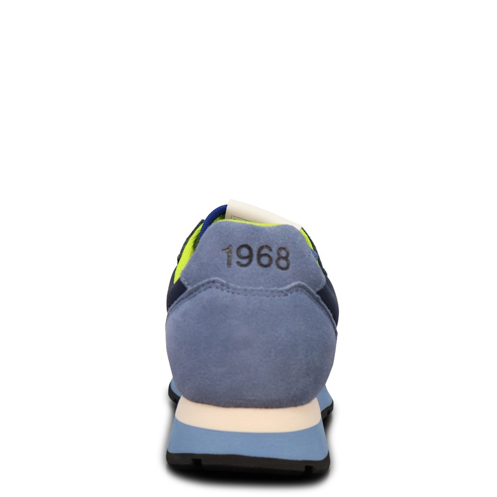 Sneakers blu con riporti multicolor per uomo
