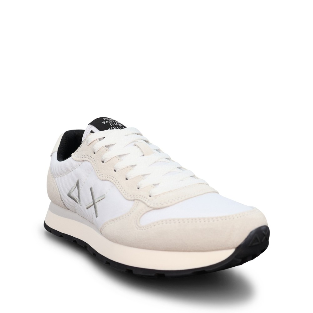 Sneakers bianca con riporti grigi per uomo