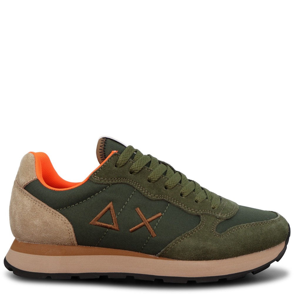 Sneakers verde con riporti multicolor per uomo