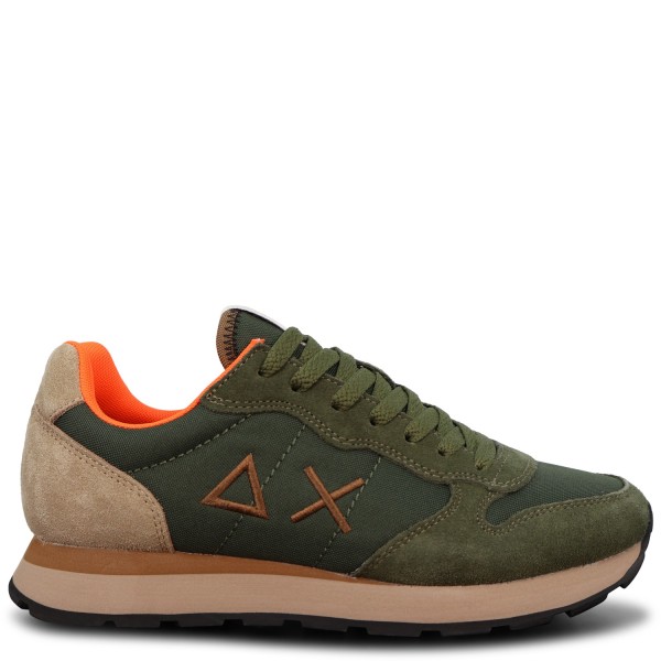 Sneakers verde con riporti multicolor per uomo