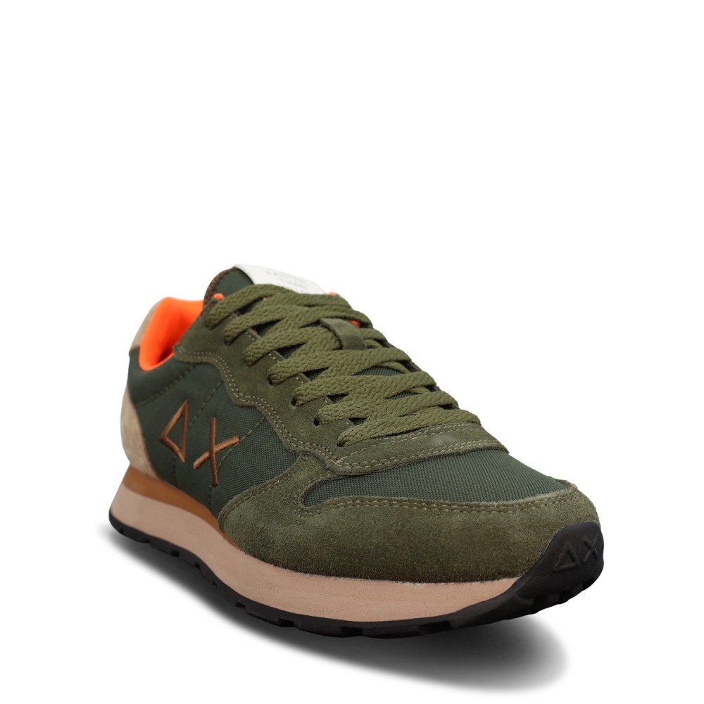 Sneakers verde con riporti multicolor per uomo