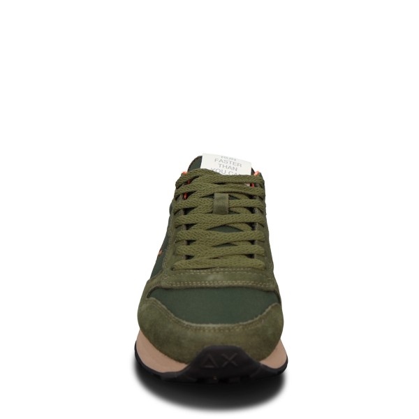 Sneakers verde con riporti multicolor per uomo